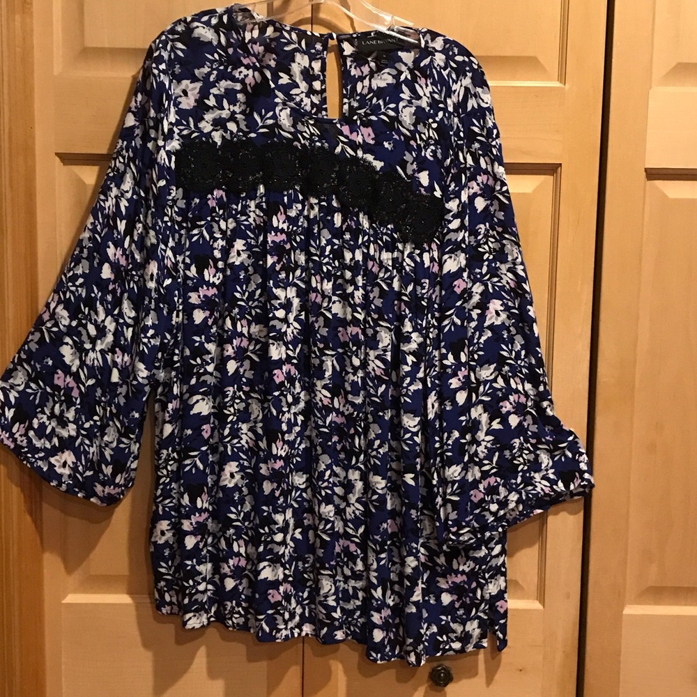 Lane Bryant Blue Floral Blouse
